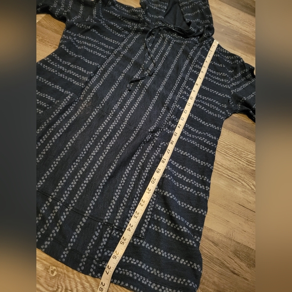 J. Jill PureJill Indigo Blue Dot Stripe Hooded Lightweight Cotton Pullover Med. - Picture 8 of 9